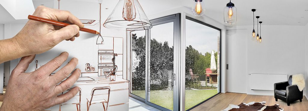 Drawing renovation of a Open modern kitchen Drawing renovation of a Open modern kitchen